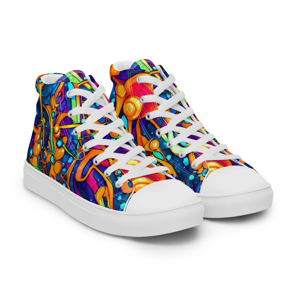Iridescent Nebula on Women's High Top Canvas Shoes — Right Front