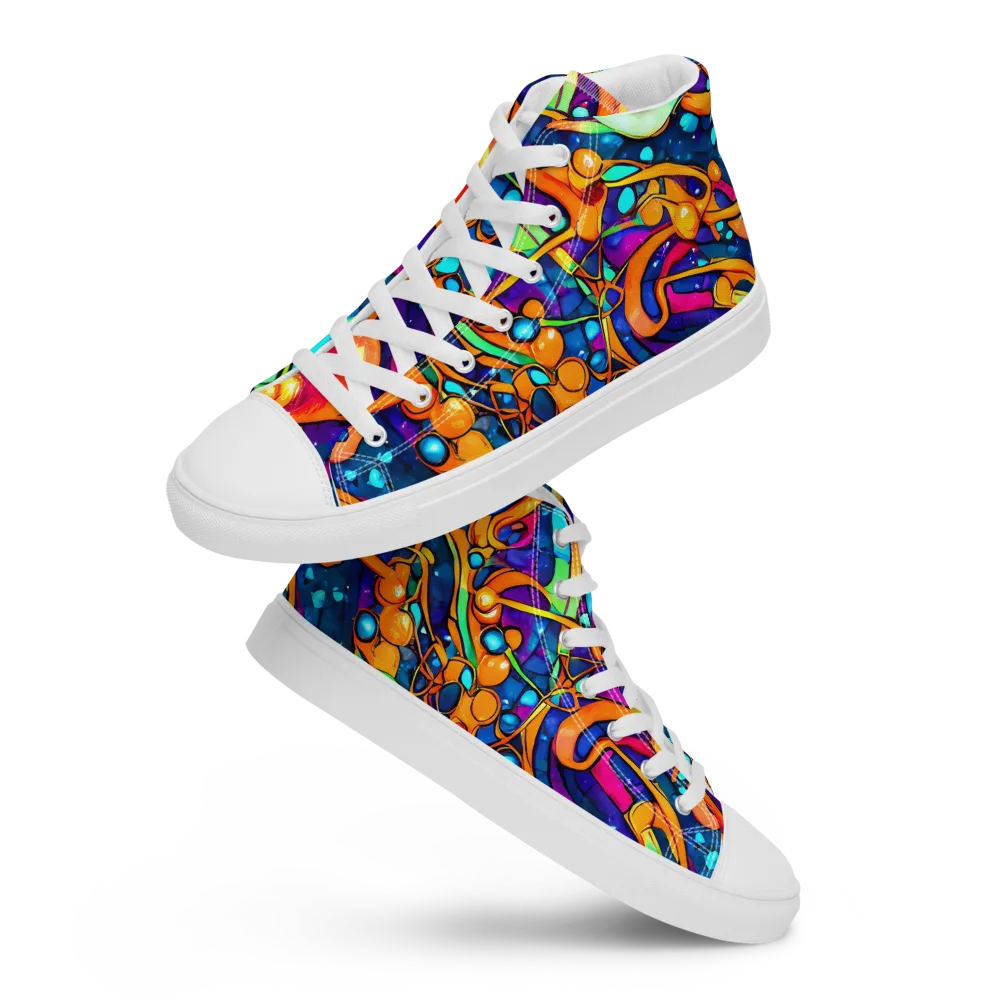 Iridescent Nebula on Women's High Top Canvas Shoes — Front