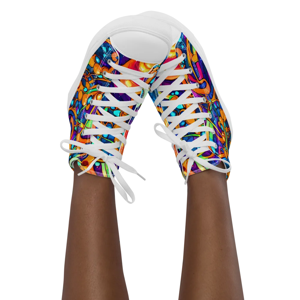 Iridescent Nebula on Women's High Top Canvas Shoes — Front