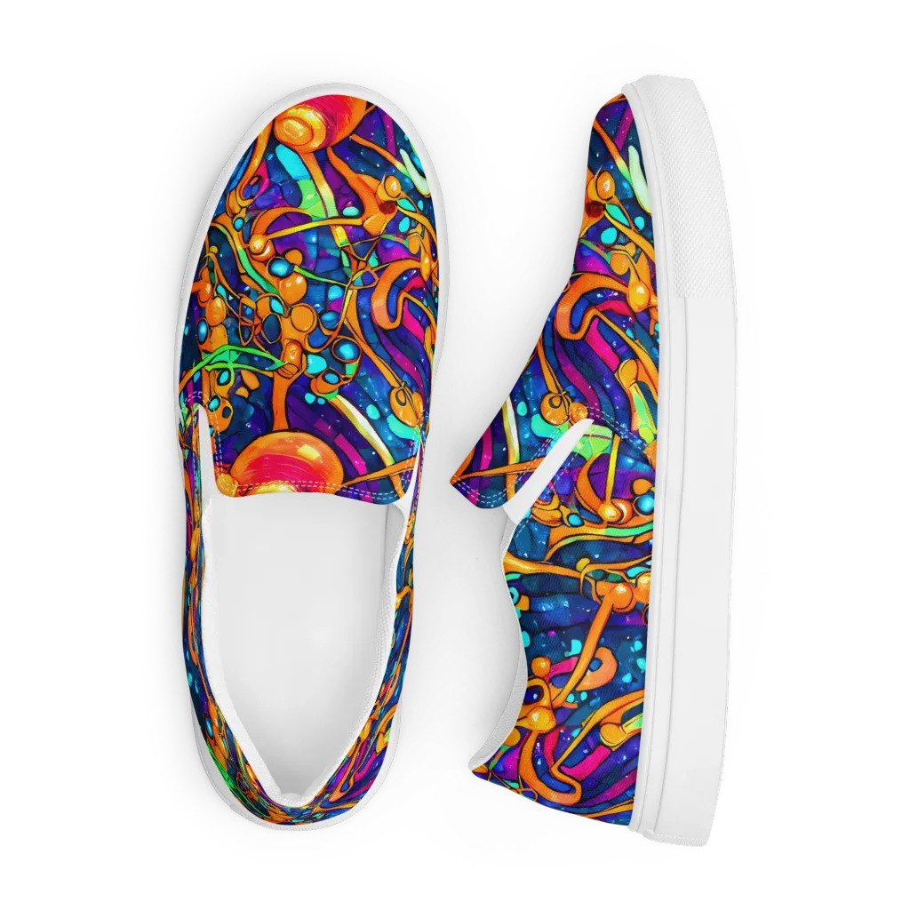 Iridescent Nebula on Men's Slip-On Canvas Shoes — Front
