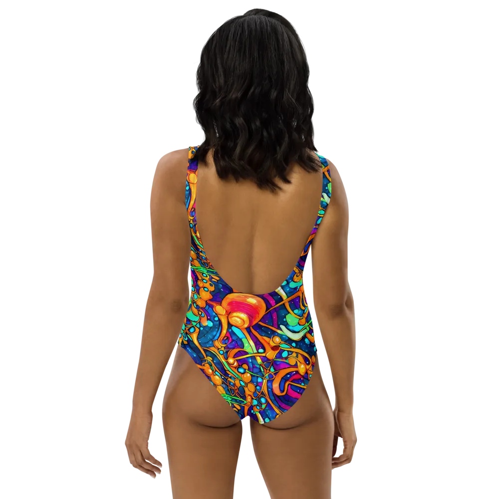 Iridescent Nebula on One-Piece Swimsuit — Back