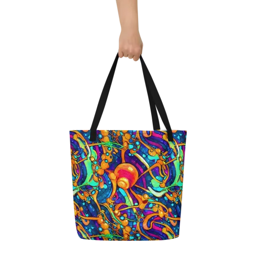 Iridescent Nebula on a Large Tote Bag W/ Pocket
