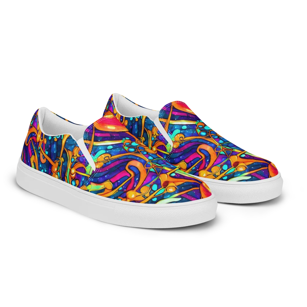 Iridescent Nebula on Women's Slip-On Canvas Shoes — Right Front