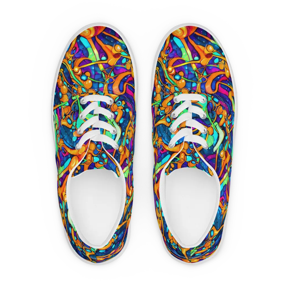 Iridescent Nebula on Men's Lace-Up Canvas Shoes — Front