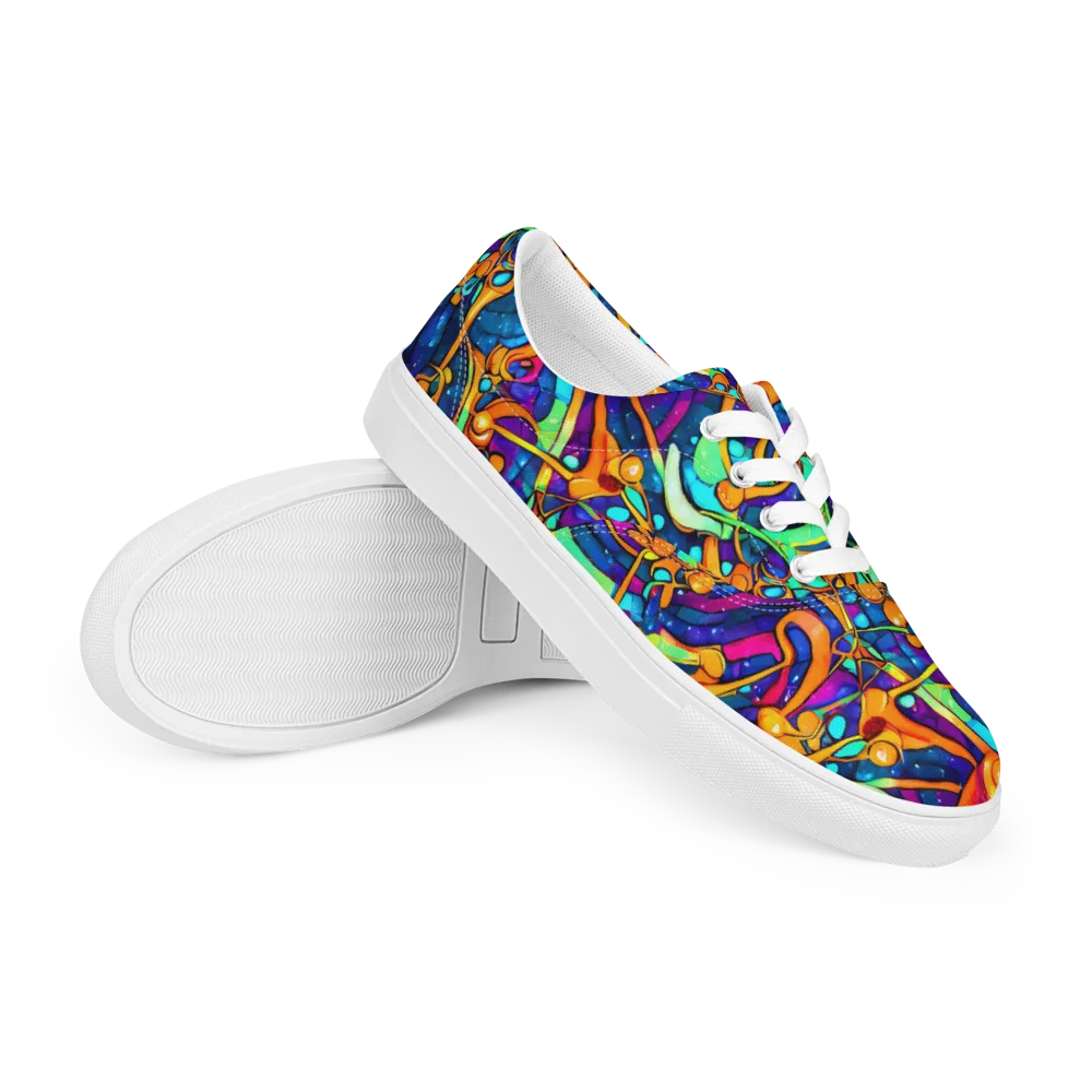 Iridescent Nebula on Men's Lace-Up Canvas Shoes — Right Front
