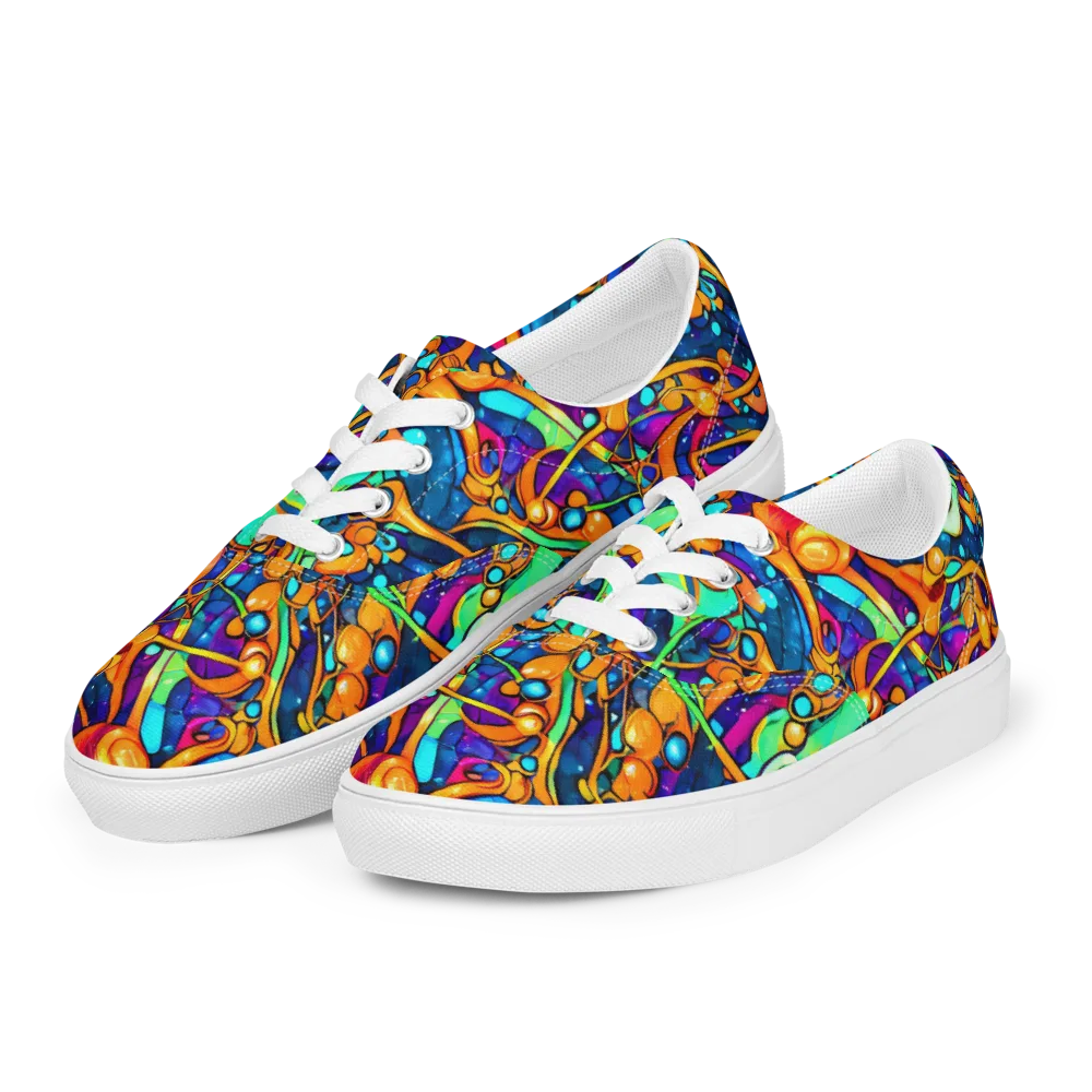 Iridescent Nebula on Men's Lace-Up Canvas Shoes — Left Front