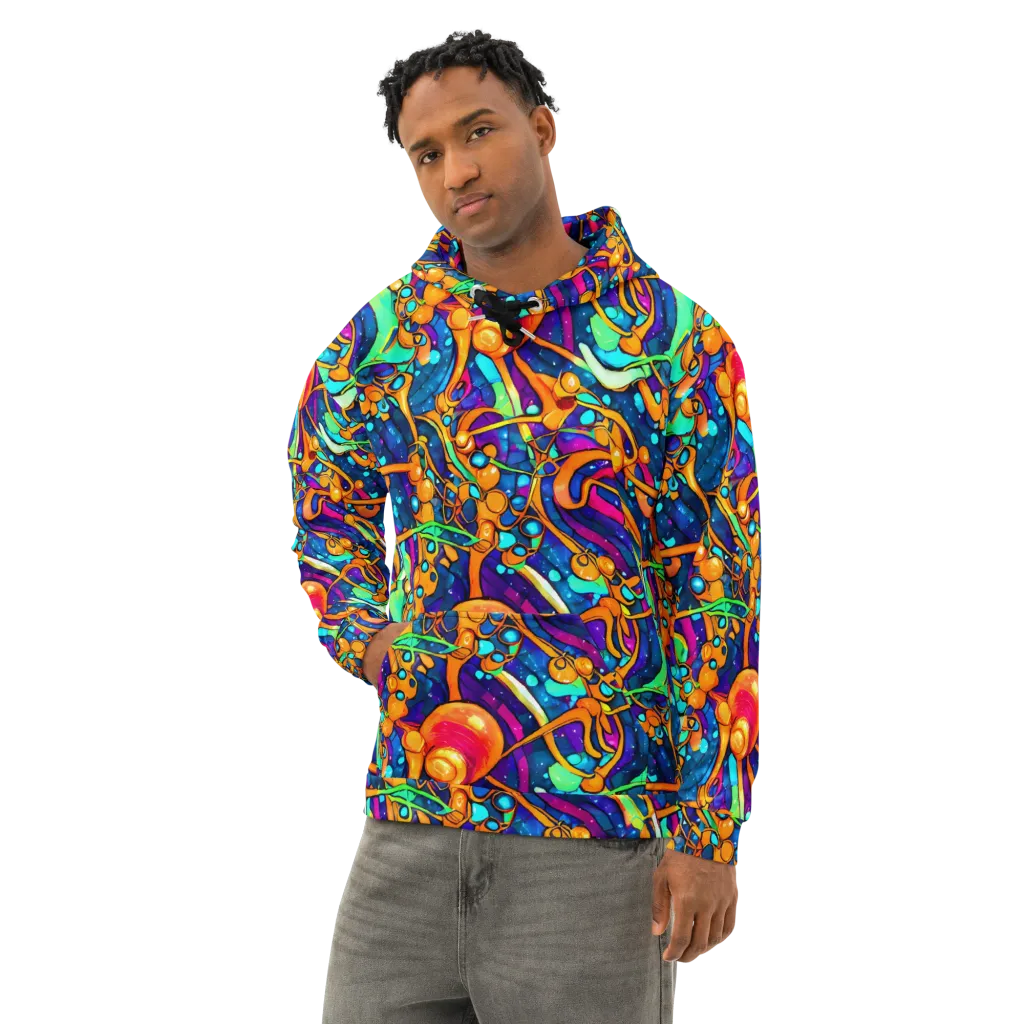 Iridescent Nebula on Cotton Hoodie — Left Front