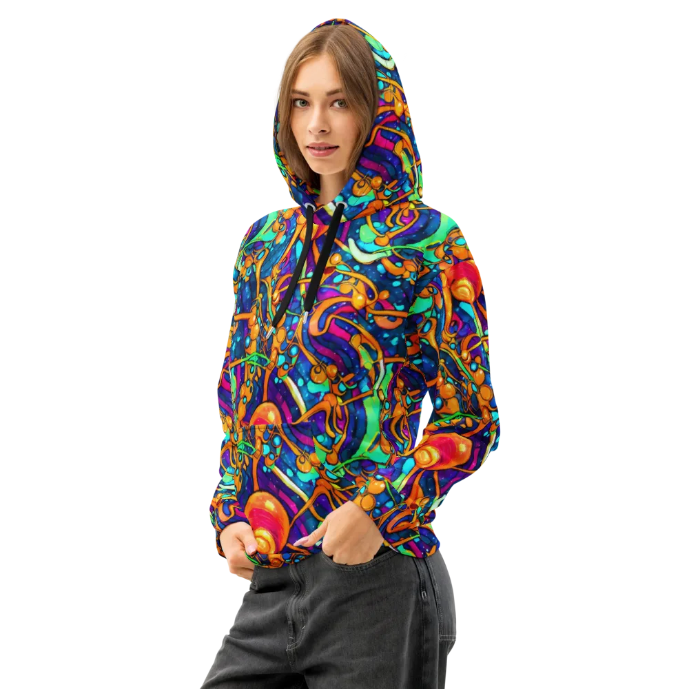 Iridescent Nebula on Cotton Hoodie — Left Front