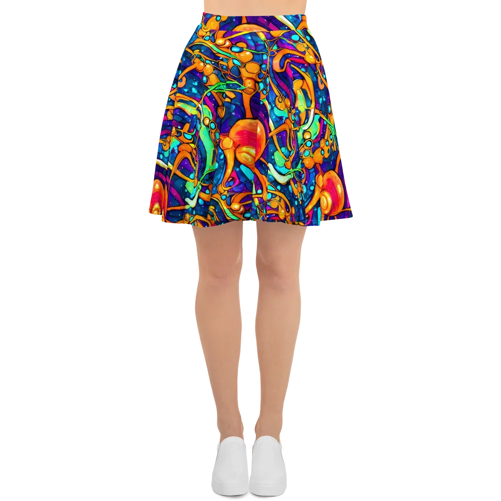 Iridescent Nebula on Skater Skirt — Front