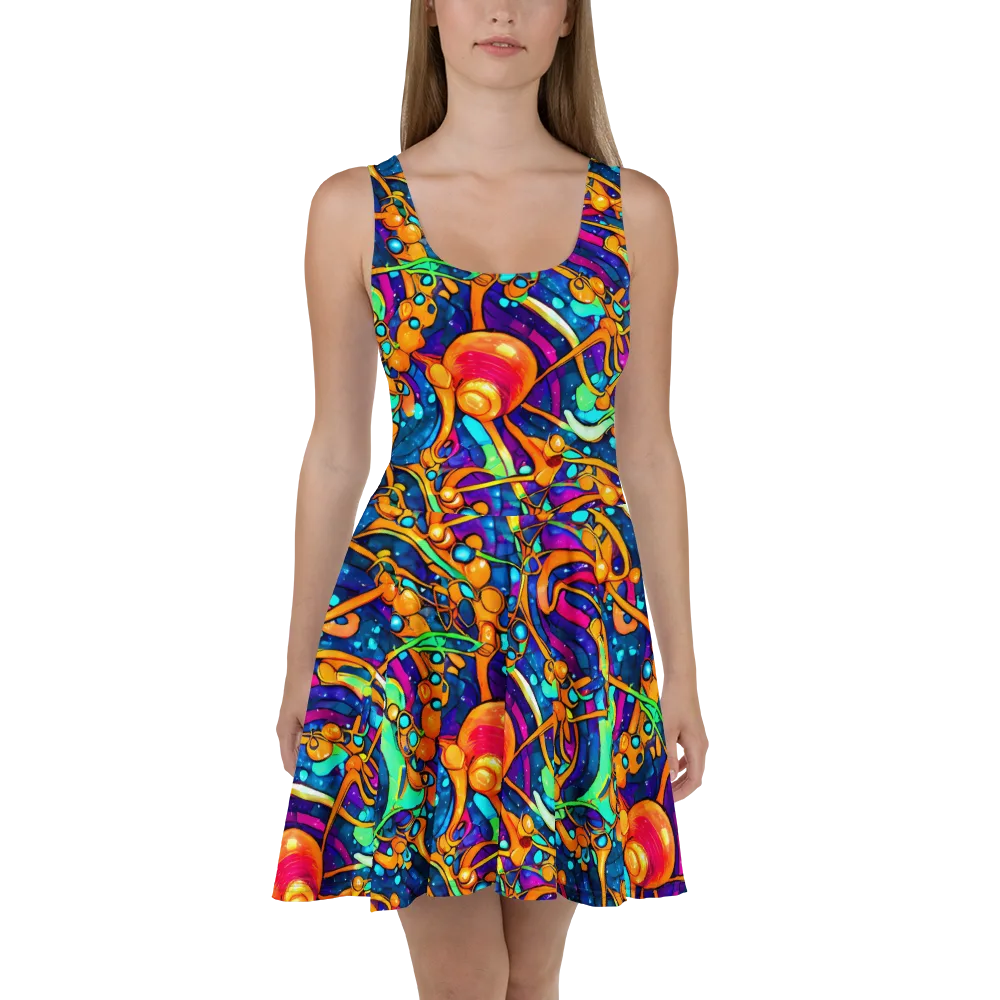 Iridescent Nebula on Skater Dress — Front