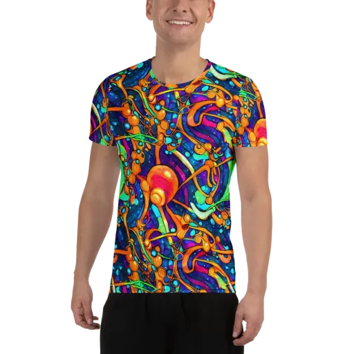 Iridescent Nebula on a Men's Athletic T-Shirt
