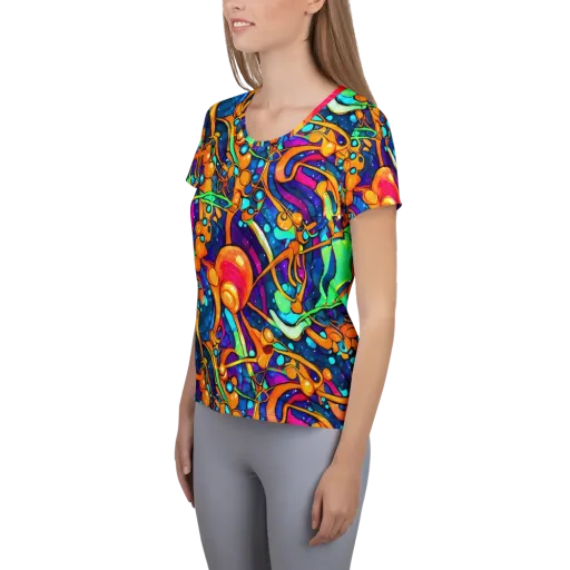 Iridescent Nebula on a Women's Athletic T-Shirt