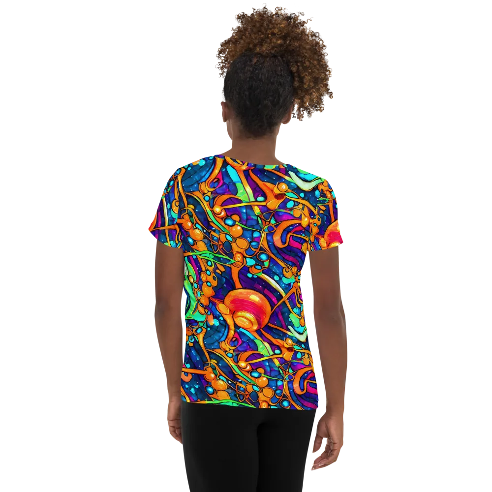 Iridescent Nebula on Women's Athletic T-Shirt — Back