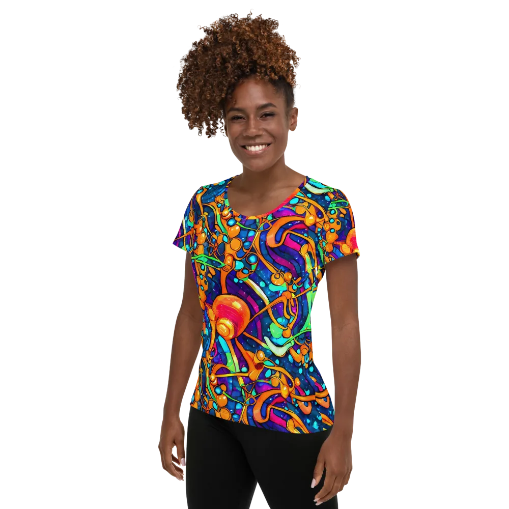 Iridescent Nebula on Women's Athletic T-Shirt — Left
