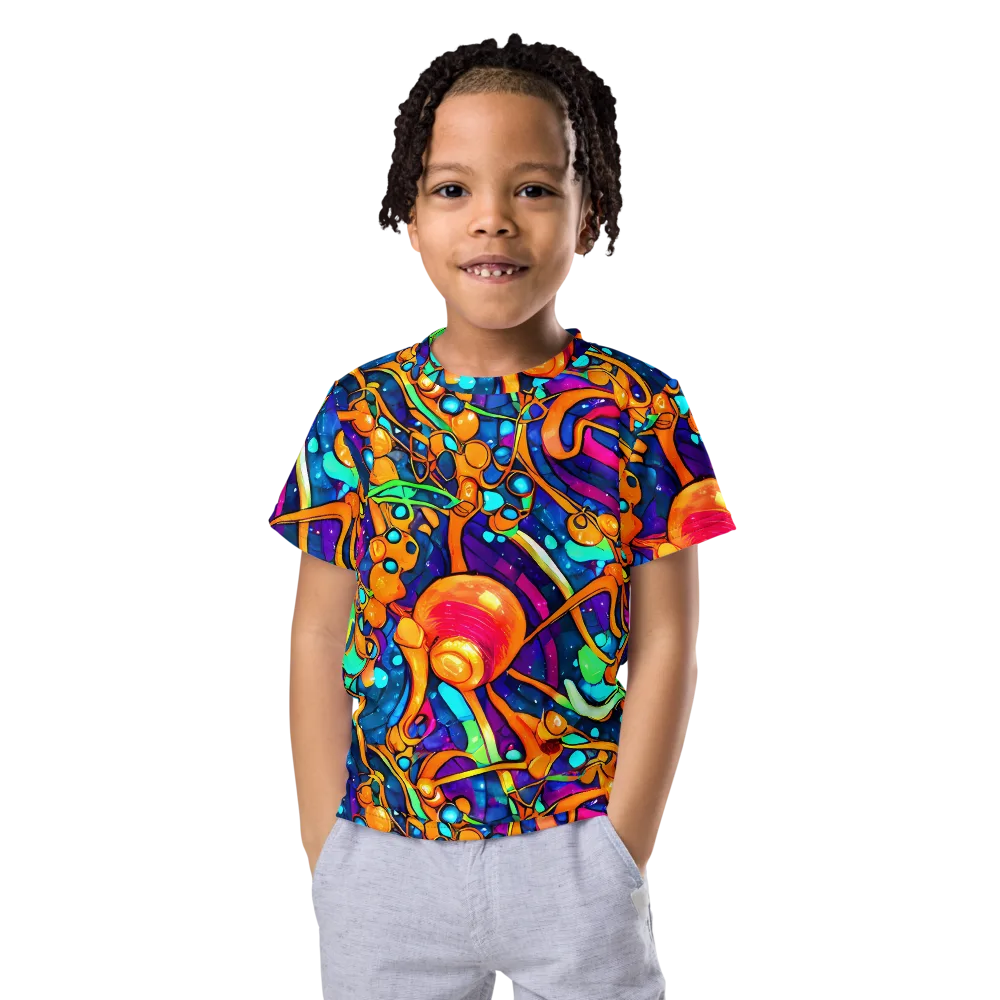 Iridescent Nebula on Kids Crew Neck T-Shirt — Front