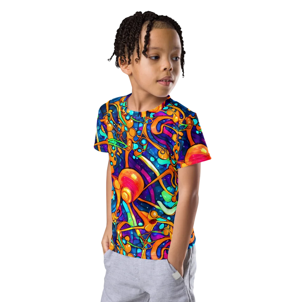 Iridescent Nebula on Kids Crew Neck T-Shirt — Left Front