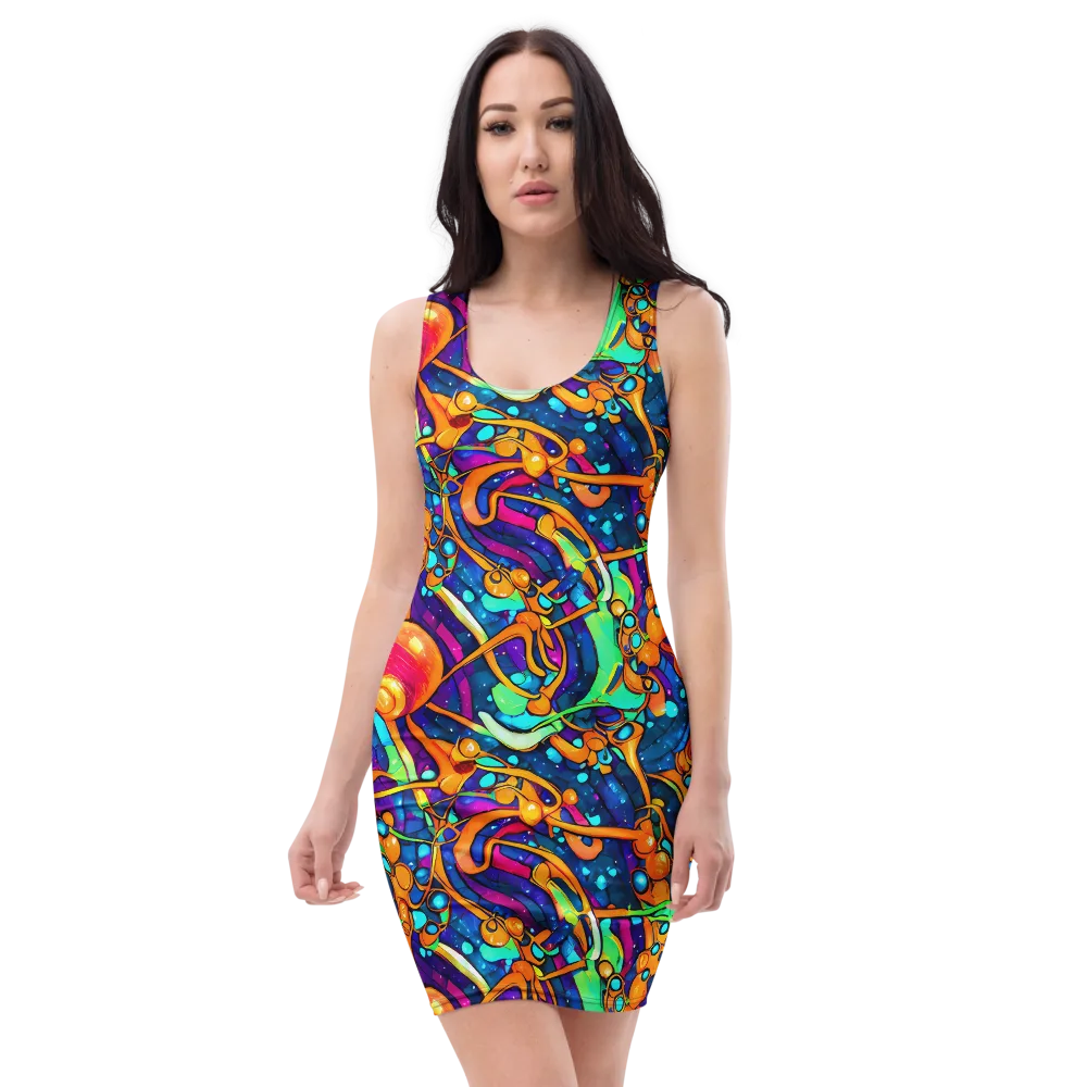 Iridescent Nebula on Bodycon Dress — Front