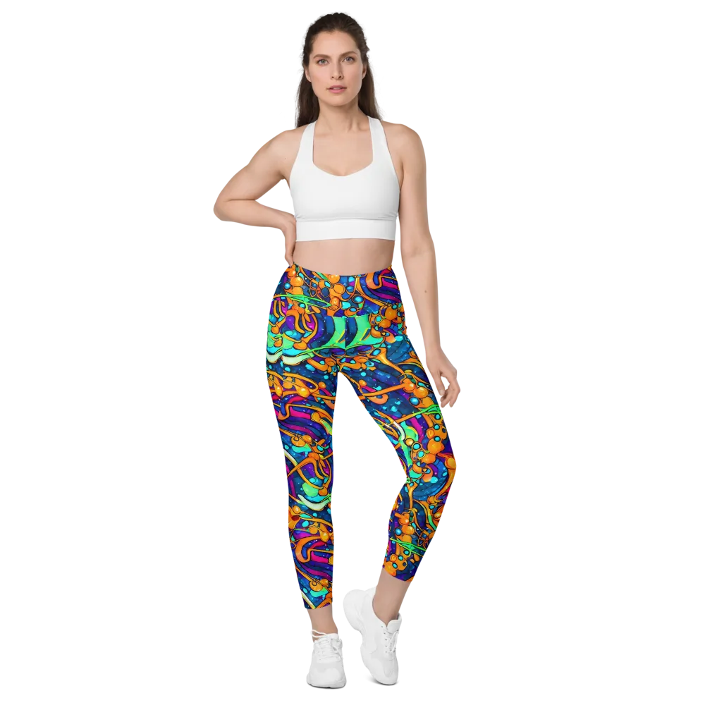 Iridescent Nebula on Leggings with Pockets — Front