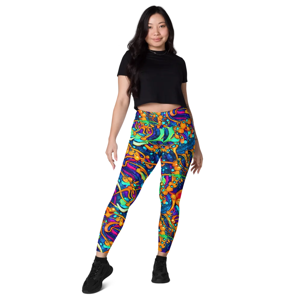 Iridescent Nebula on Leggings with Pockets — Front