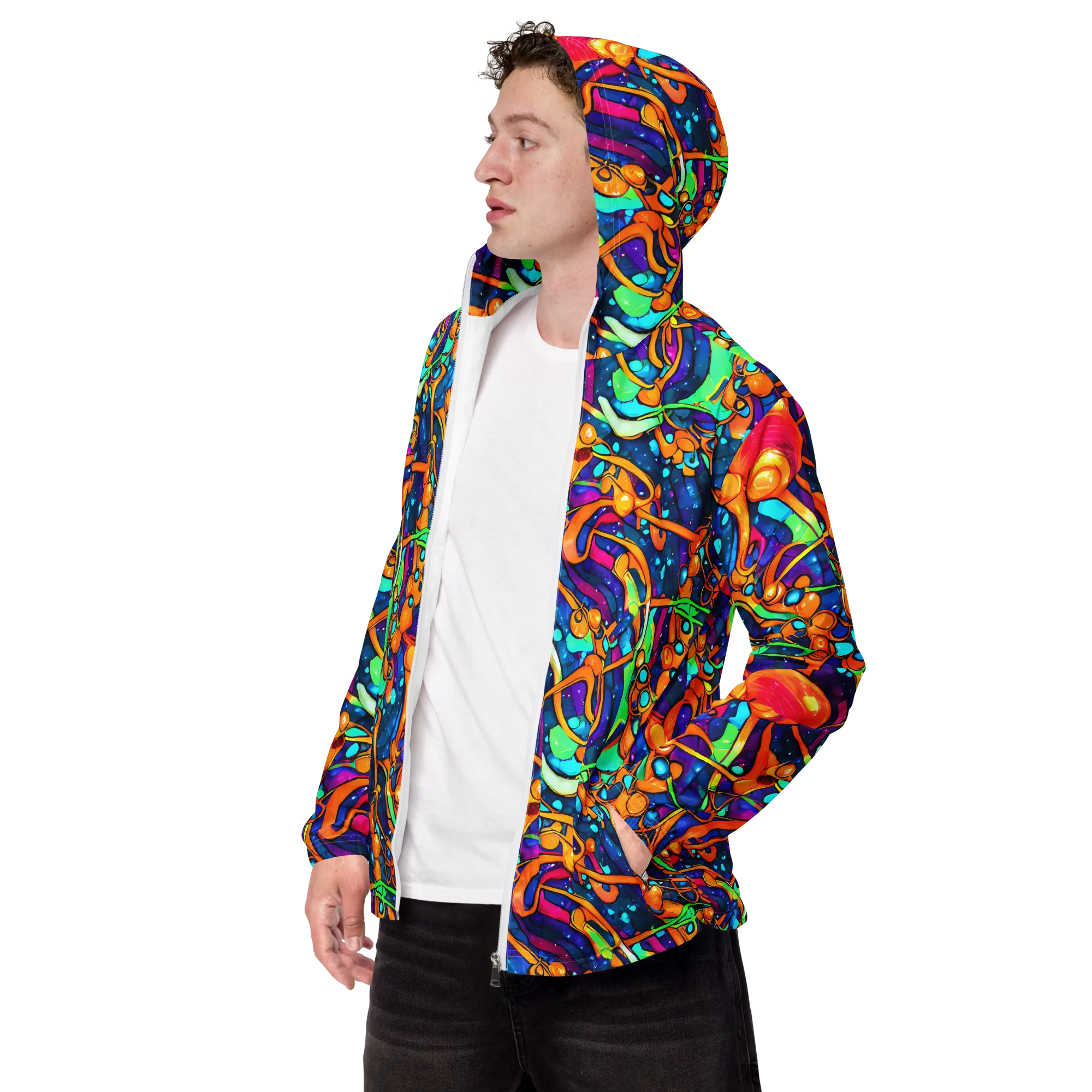Iridescent Nebula on Men's Windbreaker — Left Front