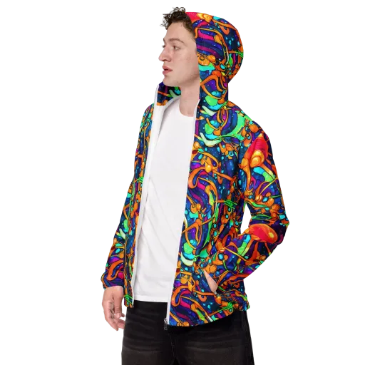 Iridescent Nebula on a Men's Windbreaker