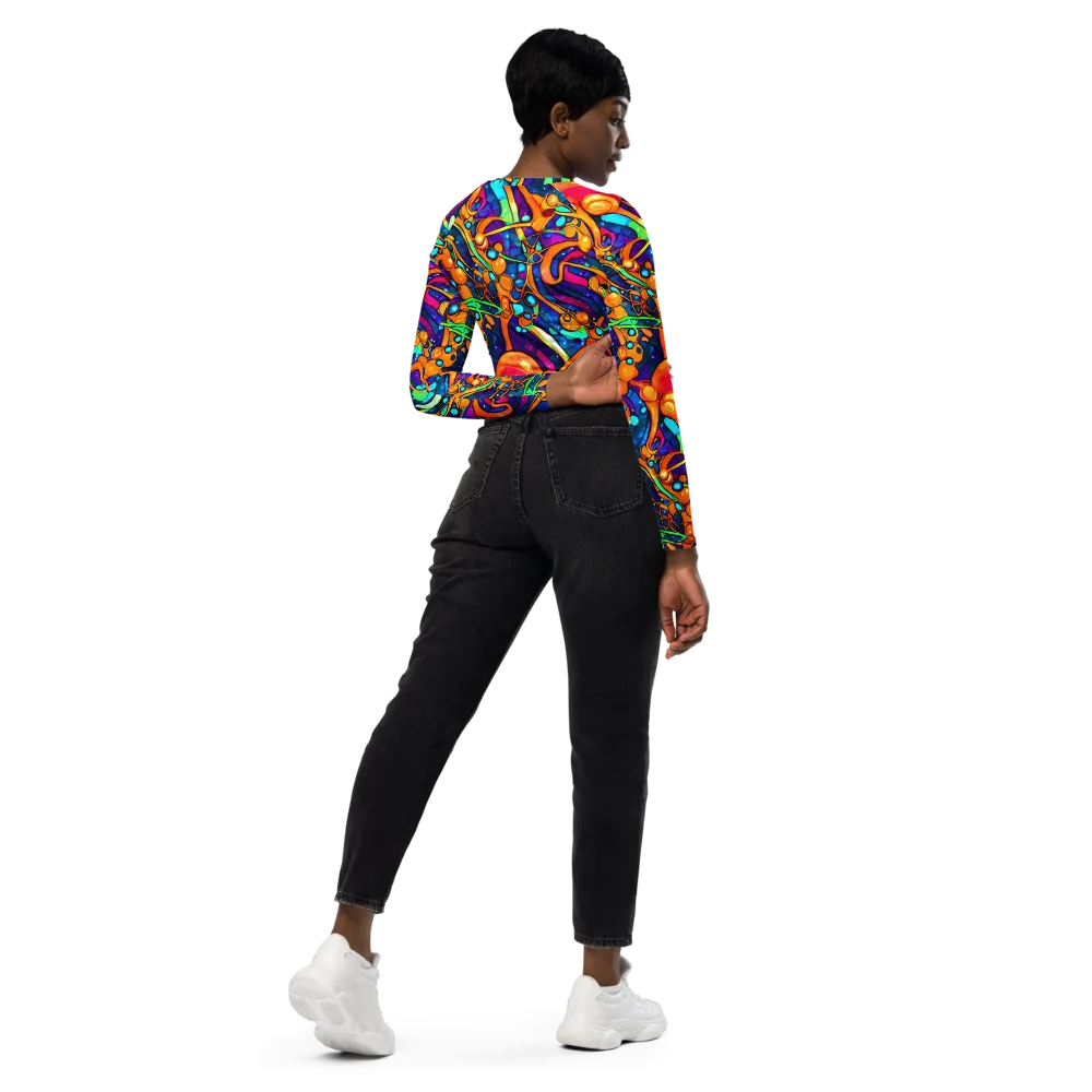 Iridescent Nebula on Long Sleeve Crop Top — Right Back