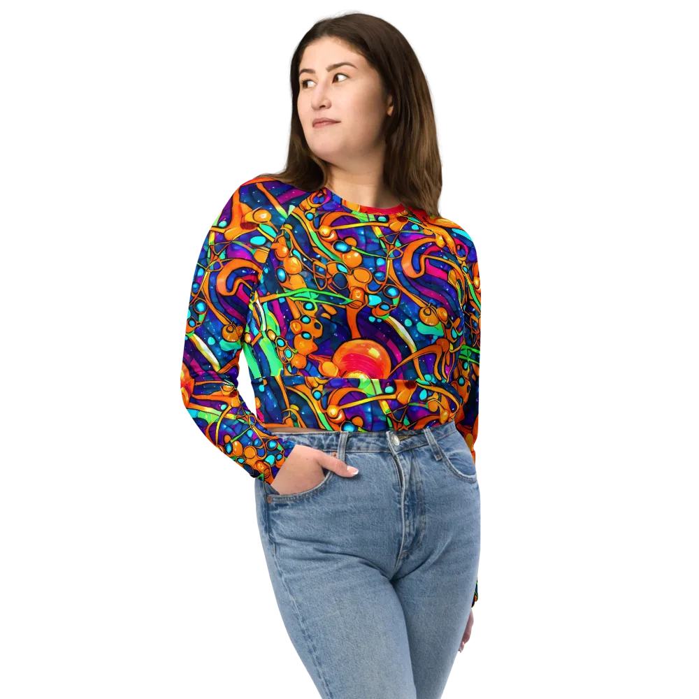 Iridescent Nebula on Long Sleeve Crop Top — Front