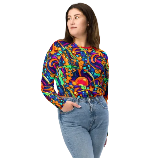 Iridescent Nebula on a Long Sleeve Crop Top
