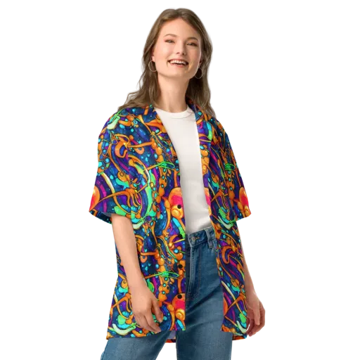 Iridescent Nebula on a Button Shirt