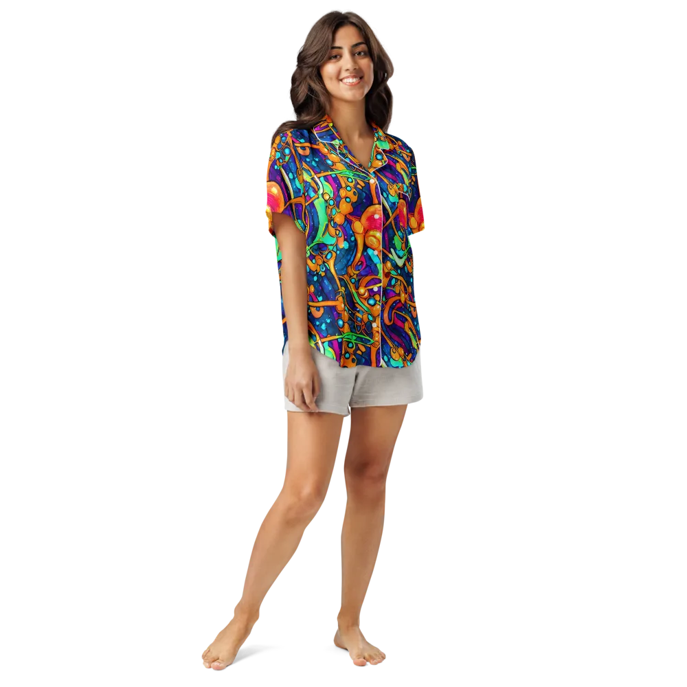 Iridescent Nebula on Women's Short Sleeve Pajama Top — Front