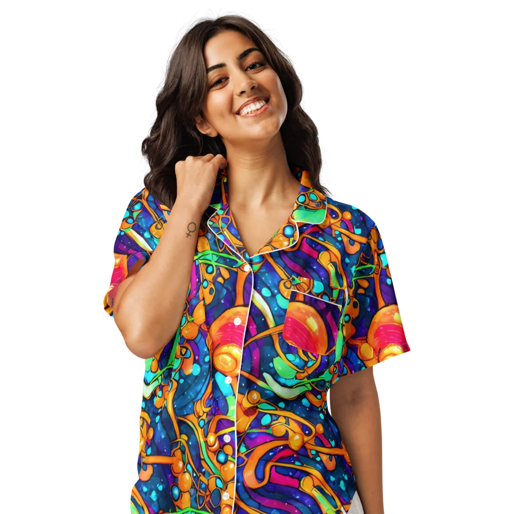 Iridescent Nebula on Women's Short Sleeve Pajama Top — Front
