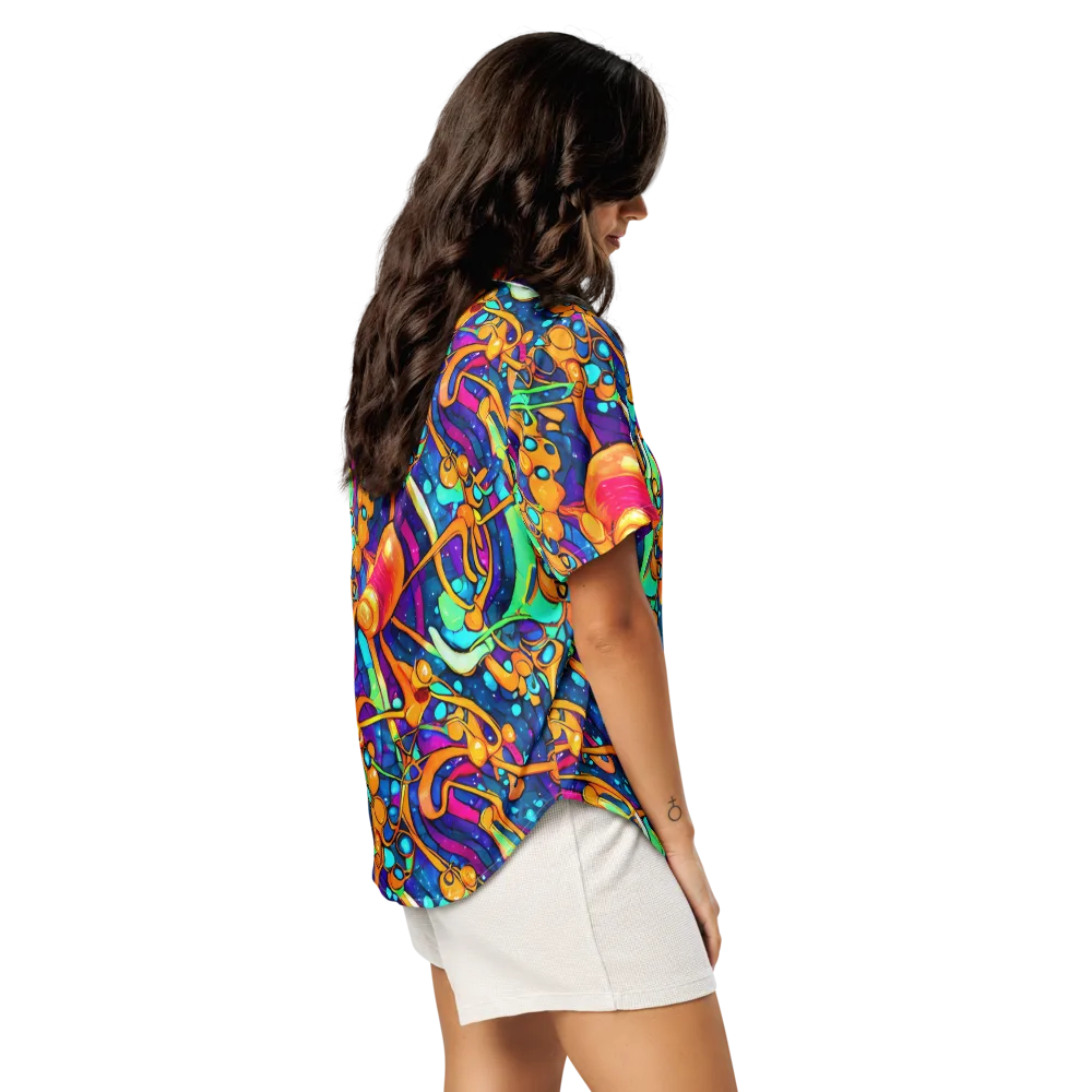 Iridescent Nebula on Women's Short Sleeve Pajama Top — Right Back