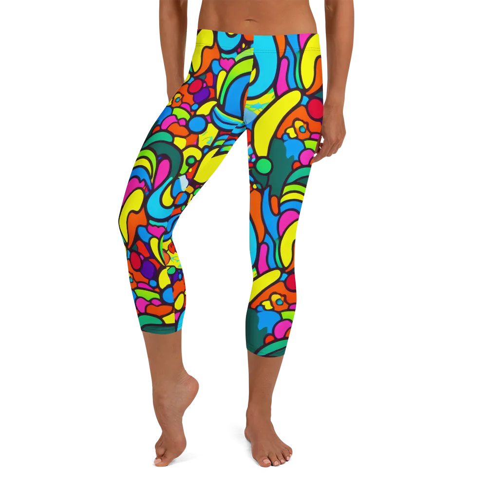 Chromadoodle Junction on Capri Leggings — Front