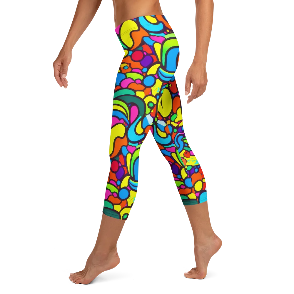 Chromadoodle Junction on Capri Leggings — Left