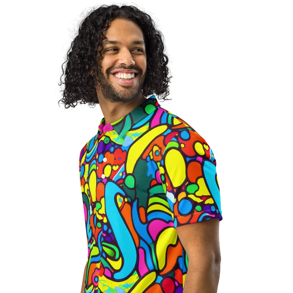 Chromadoodle Junction on Men's Slim Fit Polo Shirt — Left Front