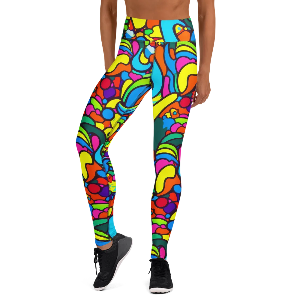 Chromadoodle Junction on Yoga Leggings — Front