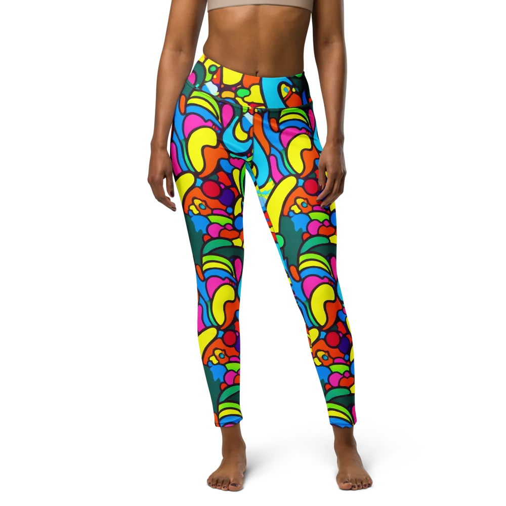 Chromadoodle Junction on Yoga Leggings — Front