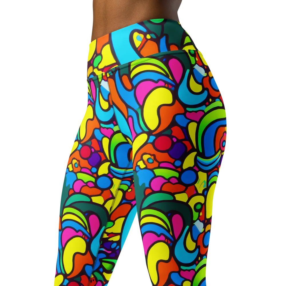 Chromadoodle Junction on Yoga Leggings — Left Front