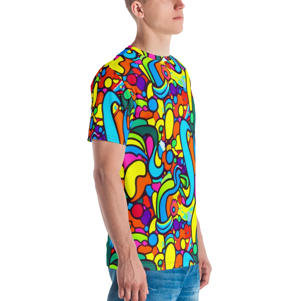 Chromadoodle Junction on Men's Crew Neck T-Shirt — Right