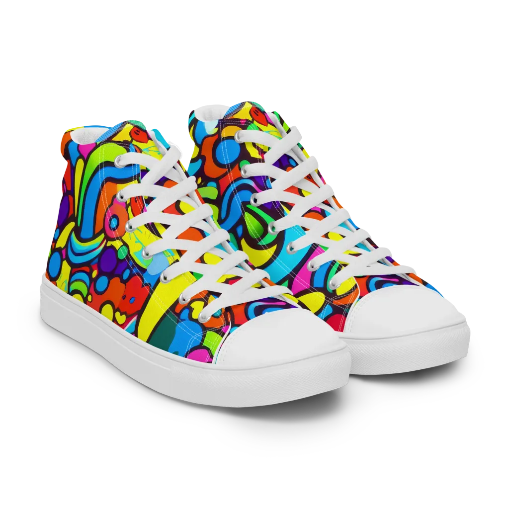 Chromadoodle Junction on Men's High Top Canvas Shoes — Right Front