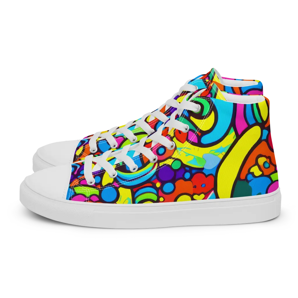 Chromadoodle Junction on Men's High Top Canvas Shoes — Left
