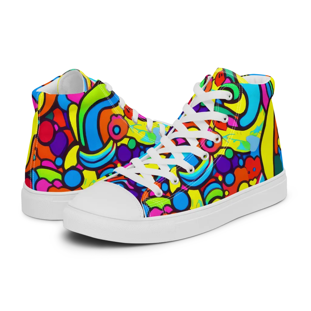 Chromadoodle Junction on Men's High Top Canvas Shoes — Left