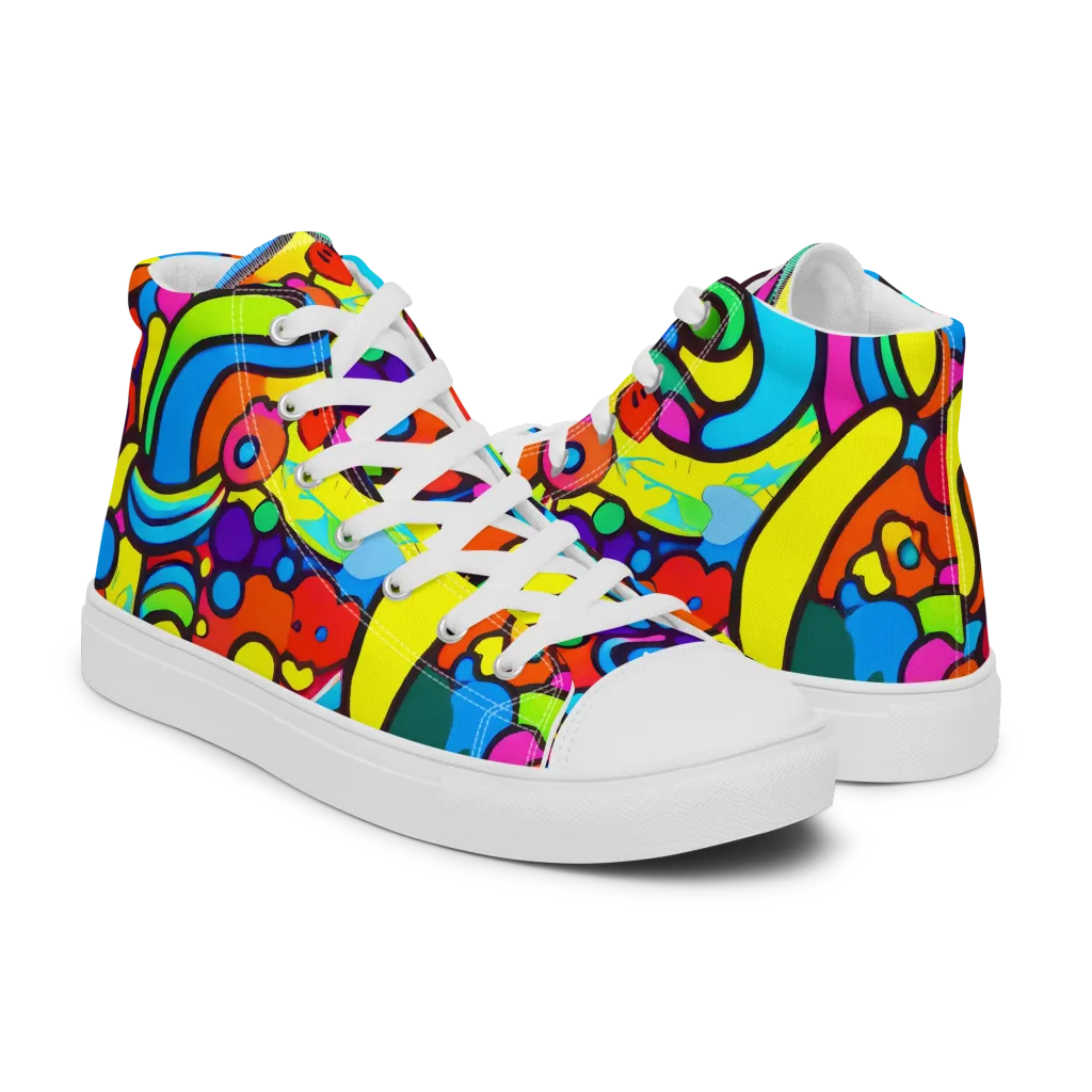 Chromadoodle Junction on Men's High Top Canvas Shoes — Right