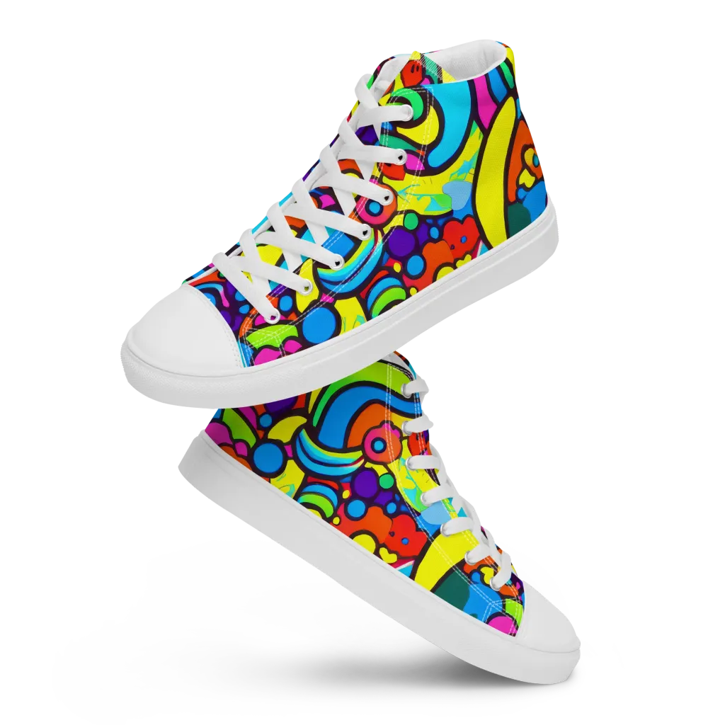 Chromadoodle Junction on Men's High Top Canvas Shoes — Front