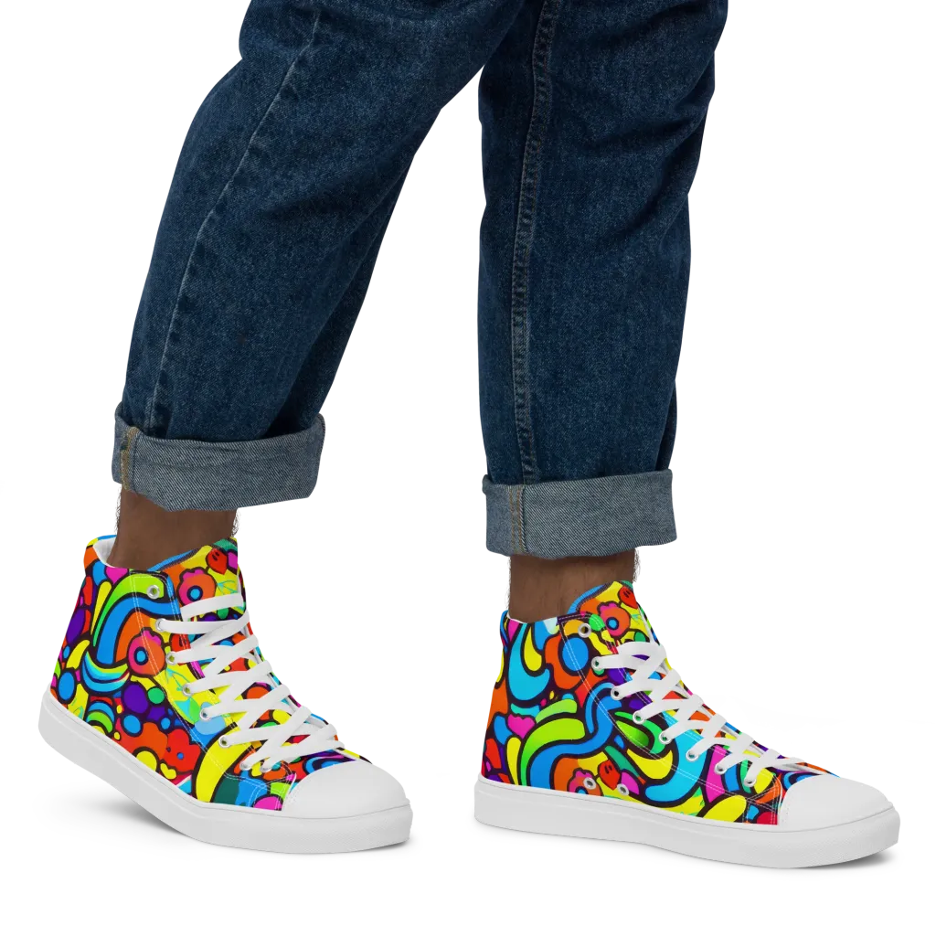 Chromadoodle Junction on Men's High Top Canvas Shoes — Right
