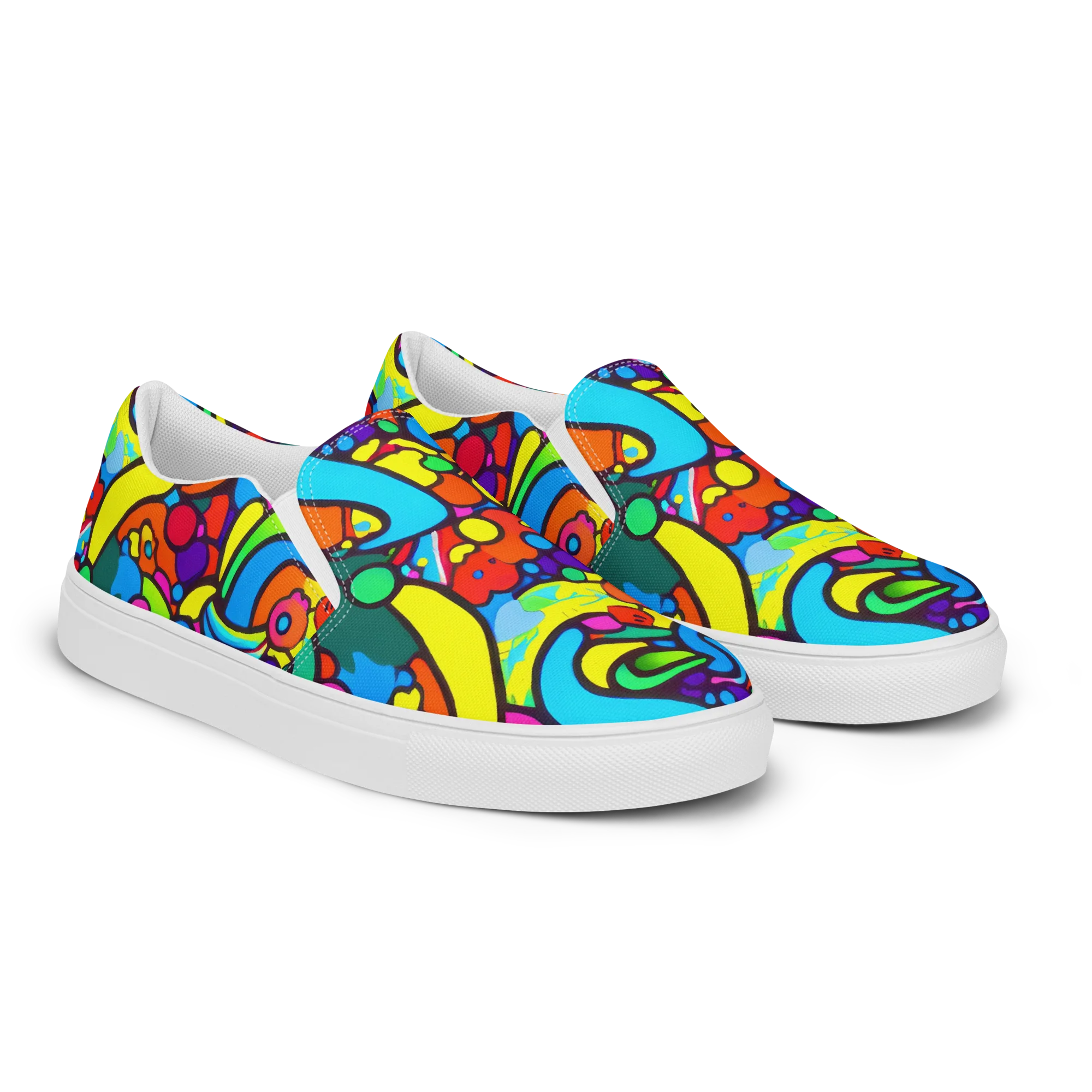Chromadoodle Junction on Men's Slip-On Canvas Shoes — Right Front