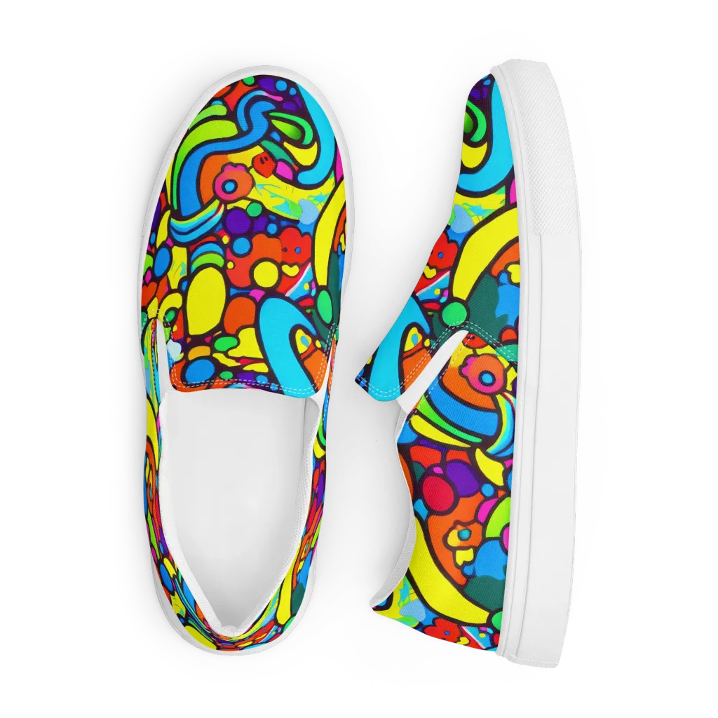 Chromadoodle Junction on Men's Slip-On Canvas Shoes — Front