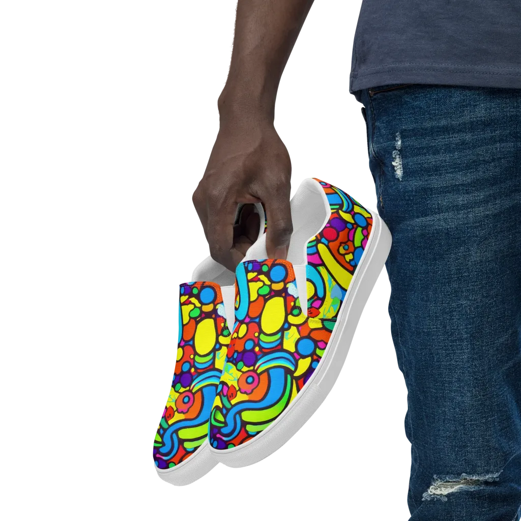 Chromadoodle Junction on Men's Slip-On Canvas Shoes — Left Front