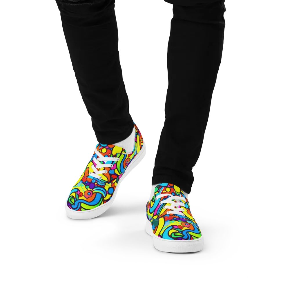 Chromadoodle Junction on Men's Lace-Up Canvas Shoes — Front