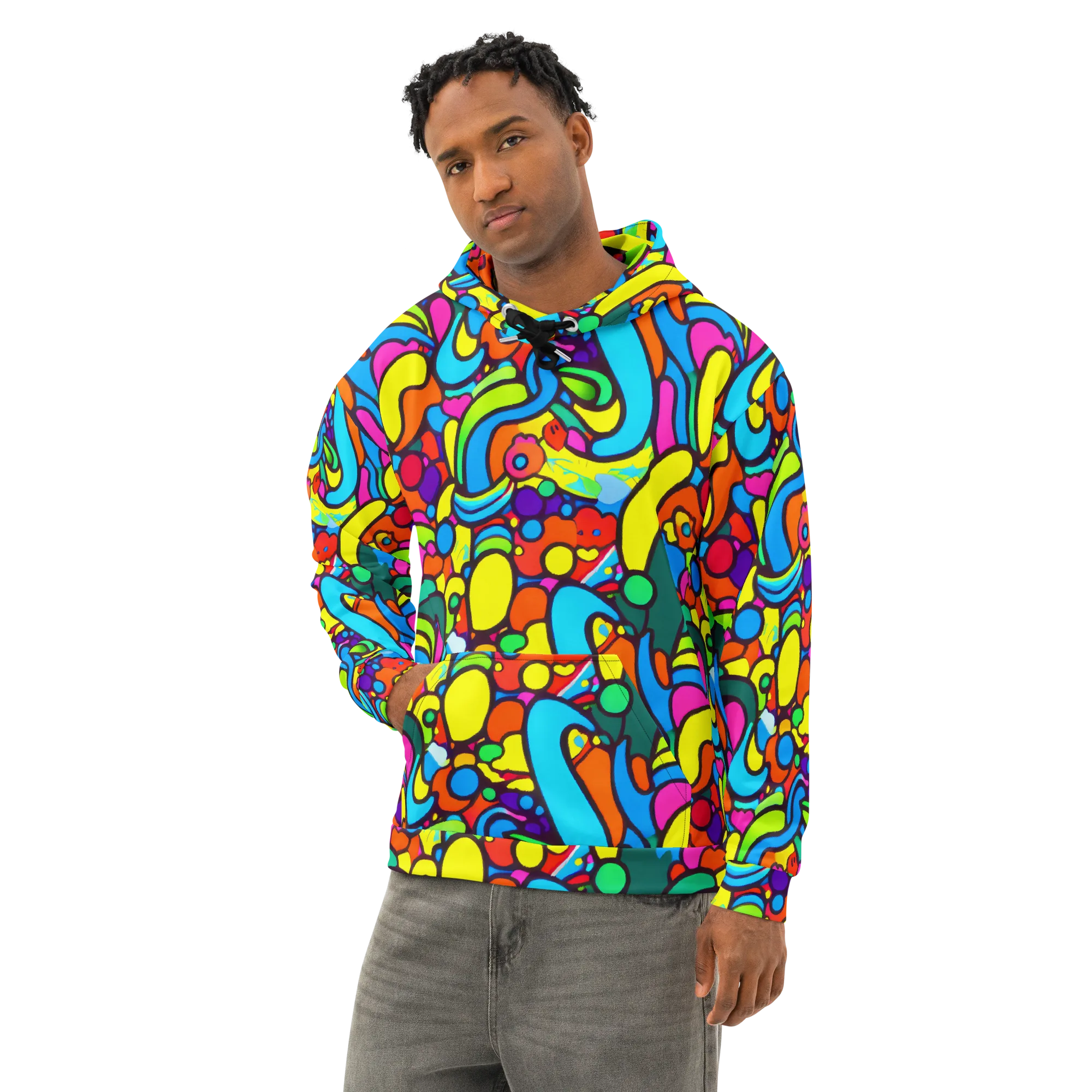 Chromadoodle Junction on Cotton Hoodie — Left Front